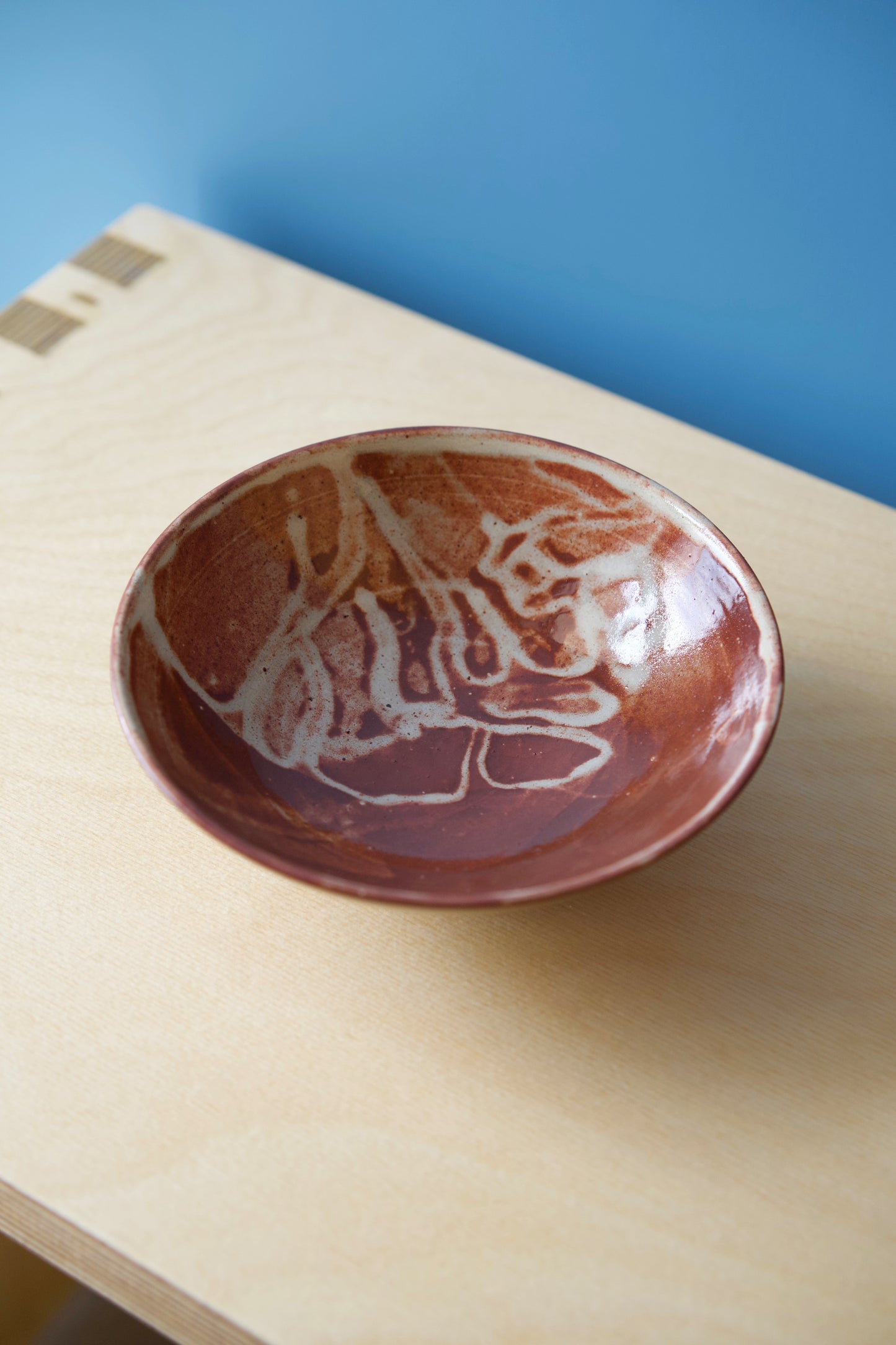 Shallow bowl, folk-art white glaze