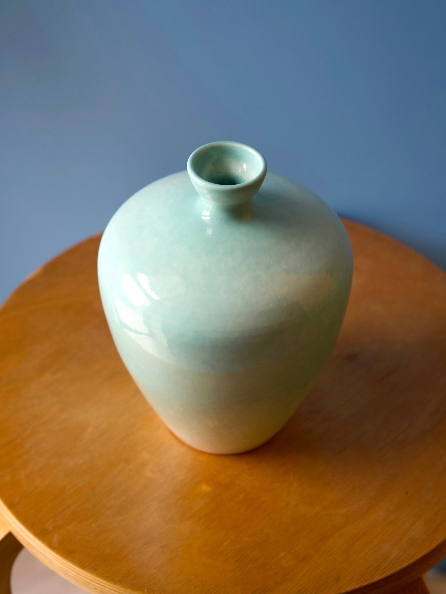 Narrow neck bud vase, glossy turquoise glaze