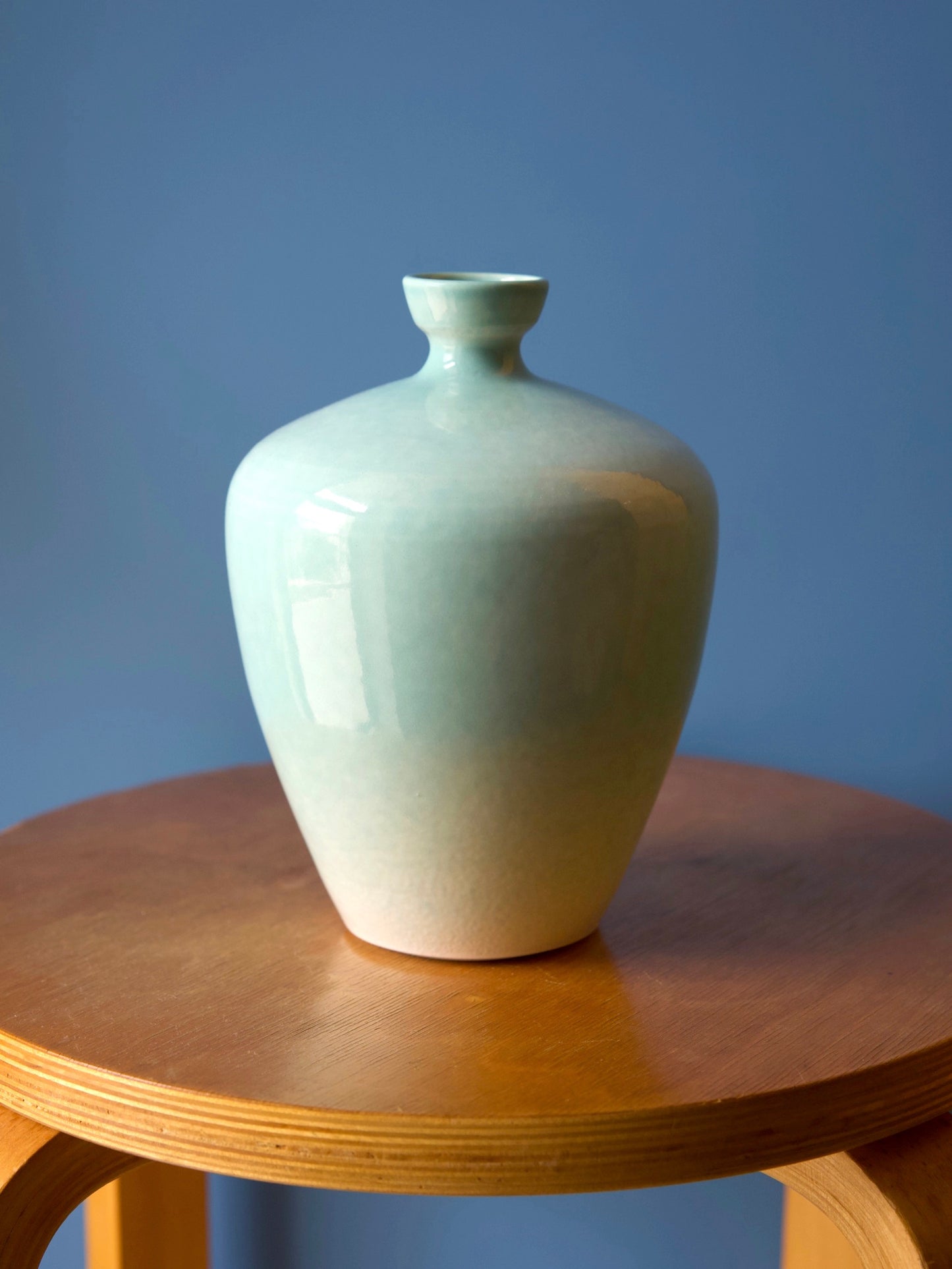 Narrow neck bud vase, glossy turquoise glaze